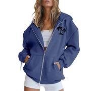 Felpa da Donna in Cotone con Zip Lunga e Cappuccio, per la Mezza Stagione, Tinta Unita, Sportiva, Gli allenamenti, Leggera, Stile College Abbigliamento Montagna Donna Elemento della Marea Nazionale