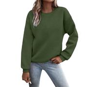 Felpa da donna in cotone, tinta unita, con cappuccio, oversize, per autunno e inverno, a maniche lunghe, girocollo, senza cappuccio, Nero/verde, L