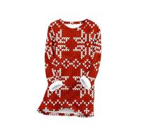 Felpa da donna in pile con orsetto, calda felpa invernale foderata da donna, felpa calda da donna, maglione in peluche casual, top spesso per la vita quotidiana, regali di Natale, Rosso, L