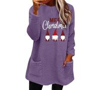 Felpa da donna in pile Fuzzy Tops Camicetta invernale termica pullover senza cappuccio con cappuccio per allenamento interno esterno cappotto termico regali di Natale, Viola, 3XL