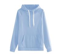 Felpa da donna in tinta unita con tasche a maniche lunghe Plus Size Loose Comfort-Hoodies con coulisse Moda Casual Accogliente Calda Felpa oversize Leggera Slim Baggy Felpe, blu cielo, XL