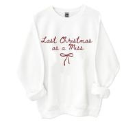Felpa da donna Last Christmas as a Miss Crew Neck Last Christmas as a Miss Shirt Retro Funny Christmas Long Sleeve Pullover, bianco, XXL