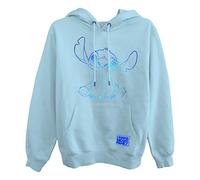Felpa da Donna Lilo And Stitch, Classica Felpa con Cappuccio con Motivo Lilo e Stitch, con Lamina Azzurra, Lamina Azzurro, XL