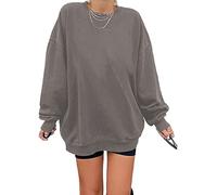 Felpa da Donna Los Angeles, Pullover Oversized, Manica Lunga, Girocollo, Basic, Loose, Tops, Senza Cappuccio, Teenager, Vintage, Camicie, grigio., S
