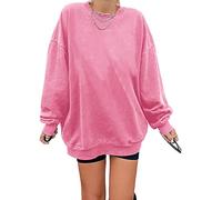 Felpa da Donna Los Angeles, Pullover Oversized, Manica Lunga, Girocollo, Basic, Loose, Tops, Senza Cappuccio, Teenager, Vintage, Camicie, Colore: rosa., XXL