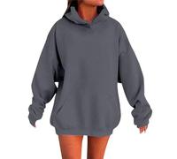 Felpa da donna lunga, con cappuccio, oversize, a maniche lunghe, regolare, oversize, con stampa posteriore, sottile, invernale, classico, da donna, per la transizione, per lo sport
