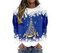 Felpa da Donna Natale Invernale Manica Lunga Maglioni Natalizi Taglie Forti T Shirt Oversize Girocollo Sweatshirt Maglia Natalizi con Stampa 3D Curvy Felpa Natalizia Famiglia Pullover Tops