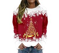 Felpa da Donna Natale Invernale Manica Lunga Maglioni Natalizi Taglie Forti T Shirt Oversize Girocollo Sweatshirt Maglia Natalizi con Stampa 3D Curvy Felpa Natalizia Famiglia Pullover Tops