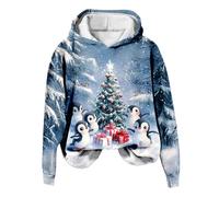 Felpa da Donna Natalizia, Felpa Lunga con Cappuccio da Donna Maniche Lunghe Hoodie Tasca a Canguro Pullover Dimensione Grande Casuale Tempo Libero Tinta Unita Felpa Donna Curvy per Lo Streetwear