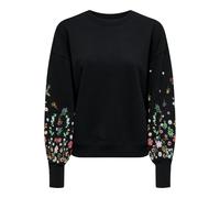 ONLY Onlbrooke L/S O-Neck Flower Swt, Felpa Donna, Black/Print:Sleeve Flower, M