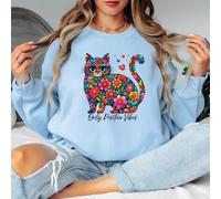 Felpa da donna Only Positive Vibes Cat Floral maglione da donna animali