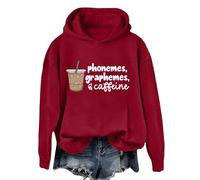 Felpa da donna oversize, con cappuccio, a maniche lunghe, 2026, per autunno e inverno, lungo, oversize, per il tempo libero, lo sport, a maniche lunghe, per allenamento, rosso vivo, XL