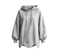 Felpa da donna oversize con cappuccio e orlo ondulato a maniche lunghe | Design unico con orlo smerlato curvo con un corpo sciolto e rilassato, che offre un tocco moderno elevato sull'abbigliamento
