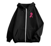 Felpa da donna oversize, con cappuccio, Y2K, con stampa sul tema della prevenzione e della lotta contro il cancro al seno, leggera, per le mezze stagioni, autunno, inverno, giacche sportive con