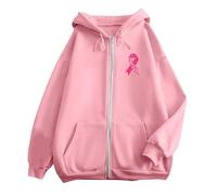 Felpa da donna oversize, con cappuccio, Y2K, con stampa sul tema della prevenzione e della lotta contro il cancro al seno, leggera, per le mezze stagioni, autunno, inverno, giacche sportive con