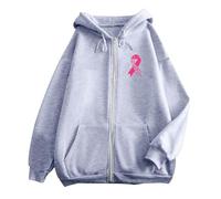Felpa da donna oversize, con cappuccio, Y2K, con stampa sul tema della prevenzione e della lotta contro il cancro al seno, leggera, per le mezze stagioni, autunno, inverno, giacche sportive con