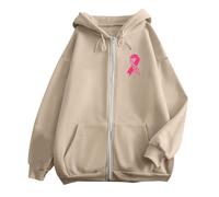 Felpa da donna oversize, con cappuccio, Y2K, con stampa sul tema della prevenzione e della lotta contro il cancro al seno, leggera, per le mezze stagioni, autunno, inverno, giacche sportive con