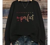 Felpa da donna oversize con stampa della scritta "PERFETTAMENTE Imperfetta" al collo tondo 0XL,1XL,2XL,3XL,4XLNataleTessuto in maglia