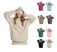 Felpa da donna oversize da viaggio con maglie integrate e tasche nascoste - Felpa con cappuccio a maniche lunghe per viaggi in aereo, unisex, in pile di cotone, sportiva con elastico, @2, S