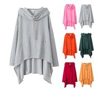 Felpa da donna Oversize Long, Felpa con cappuccio da donna, originale, felpe per la pulizia del pavimento, con cappuccio, taglia grande, tinta unita, cappotti a maniche lunghe, casual, abbigliamento