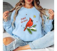 Felpa da donna Peace On Earth Cardinal Christmas Holiday maglione grafico...