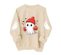Felpa da donna per Halloween, fantasma, bevande, zucca, pipistrello, per il | Maglione da donna per Halloween, con cappuccio rosso fantasma, stampa zucca caffè, felpa Spooky Season, a maniche lunghe