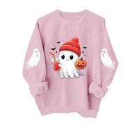 Felpa da donna per Halloween, fantasma, bevande, zucca, pipistrello, per il | Maglione da donna per Halloween, con cappuccio rosso fantasma, stampa zucca caffè, felpa Spooky Season, a maniche lunghe