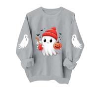 Felpa da donna per Halloween, fantasma, bevande, zucca, pipistrello, per il | Maglione da donna per Halloween, con cappuccio rosso fantasma, stampa zucca caffè, felpa Spooky Season, a maniche lunghe
