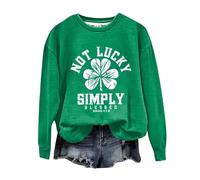 Felpa da donna per il giorno di San Patrizio divertente con stampa trifoglio pullover San Patrizio Lucky Clover bandiera irlandese non fortunato semplicemente benedetto top irlandese St Paddy's