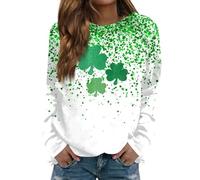 Felpa da donna per il giorno di San Patrizio, felpe grafiche da donna con trifoglio stampato pullover girocollo novità vestibilità ampia top comfort manica lunga autunno inverno camicia abiti, Verde 1