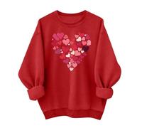 Felpa da donna per San Valentino Felpe con stampa a cuore divertente amore cuore stampa pullover da donna a maniche lunghe felpa da donna, Rosso, L