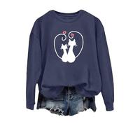 Felpa da donna per San ValentinoCamicetta Top Simpatico Gatto Coppia Amore Romance Felpa Manica Camicia Gatto Per Le Donne Abiti per Regali 2026, Marina Militare, L