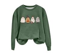 Felpa da donna senza cappuccio a collo rotondo, felpa da donna con stampa carina, primavera, autunno e inverno, a maniche lunghe, Halloween, festival, abbigliamento casual, pullover, Z03*Verde, XL