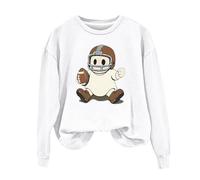 Felpa da donna senza cappuccio a collo rotondo, felpa da donna con stampa fantasma, primavera, autunno e inverno, manica lunga, stile casual, casual, pullover top festival, Z01*White, S