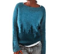 Felpa da donna senza cappuccio a maglia a buon mercato Pullover a maniche lunghe Blocco colori casual Felpe calde Top di grandi dimensioni spesse tunica oversize autunno vintage felpa, Blu scuro, S