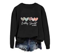 Felpa da donna senza cappuccio autunno inverno moda casual lettera inglese stampata cuore design pullover top girocollo maglioni per le donne UK, Nero , L