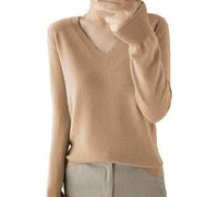 Felpa da donna senza cappuccio calda autunno maglione cashmere gilet girocollo top casual tunica a buon mercato inverno felpe di grandi dimensioni chic ed elegante a maniche lunghe, cachi., L