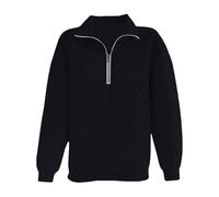 Felpa da donna senza cappuccio, con cerniera a quarto, maglione a maniche lunghe, morbida, tinta unita, vestibilità normale, casual, per il tempo libero