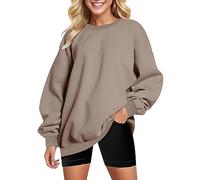 Felpa da donna senza cappuccio, felpa sportiva da donna, girocollo, manica lunga, casual, vestibilità ampia, tinta unita, pullover chic ed eleganti, confortevole, passamontagna basica Streetwear