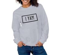 Felpa da donna senza cappuccio in cotone con la mia patata morbida, Io sono un yam, felpa per coppie per marito e moglie, a maniche lunghe, grigio, M