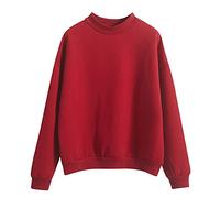 Felpa da donna senza cappuccio, rosa, con scollo rotondo, a maniche lunghe, per il tempo libero, casual, alla moda, vestibilità normale, per l'inverno, da donna, casual, Colore: rosso, L