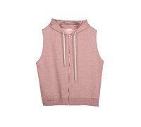 Felpa da donna senza maniche, elegante, per autunno, look elegante, con cappuccio, con chiusura lampo, leggera, tinta unita, per il tempo libero, per adolescenti, per le mezze stagioni, Colore: rosa