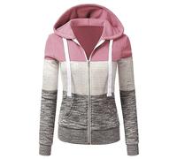 Felpa da donna soffice con orsetto, a maniche lunghe, con cerniera, alla moda, per regali di Natale quotidiani, rosa, L