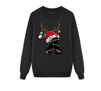 Felpa da donna stampata con lettera A di Natale, girocollo, tre pezzi, vestito per genitori e figli, per la vita quotidiana, regali di Natale, Nero , XL