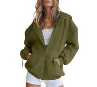Felpa da donna Y2K con cappuccio 2025 con cappuccio lungo felpa con cappuccio autunno inverno maniche lunghe sport stile coulisse con tasca zip cappotto oversize streetwear, C01 verde militare, L