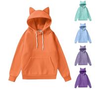 Felpa da donna Y2K, felpe con cappuccio da donna nel Regno Unito, capispalla autunnale alla moda, con cappuccio carino con orecchie di gatto, comodo cappotto con cappuccio con tasche e coulisse a