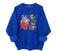 Felpa da infermiera cardiaca, camicia da infermiera cardiaca, felpa con cappuccio Go With The Flow Heart, Klein Blue., XL