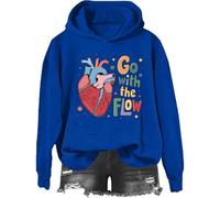 Felpa da infermiera cardiaca, camicia da infermiera cardiaca, felpa con cappuccio Go With The Flow Heart, Klein Blue-2, M