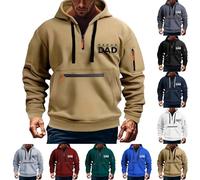 Felpa da lavoro da uomo, con mezza zip, a maniche lunghe, con tasche con cerniera, casual, alla moda, da palestra, comoda, sportiva, con cappuccio, abbigliamento sportivo e da corsa, Grigio, L
