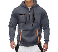 Felpa da lavoro invernale da uomo con zip da uomo con mezza zip casual felpa da trekking tattica maglione quotidiano tinta unita felpe sportive con cappuccio patchwork felpe con cappuccio multi tasche